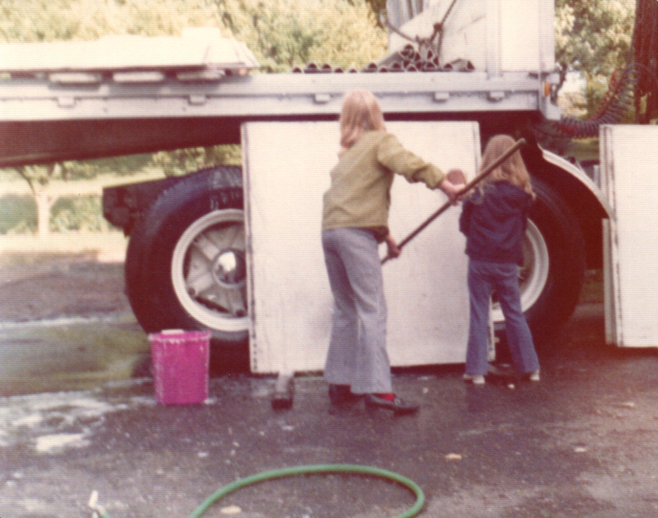 Jusczak family working at the yard